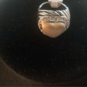 Elegant Silver and Gold Heart Ring